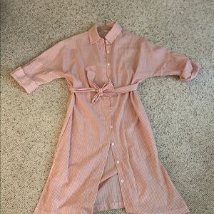 Striped Button-Up Shirt Dress.